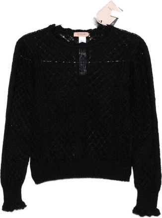 Twin-Set Open-Knit Sweater With Ruffled Edges