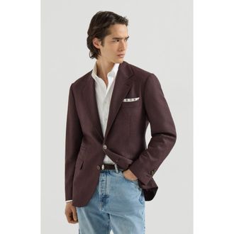 Brunello Cucinelli Moulin&eacute; virgin wool twill deconstructed blazer in Blueberry at Nordstrom, Size 50