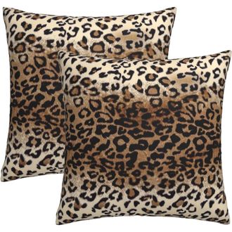 OEM Fundas De Almohada Marrones Con Estampado De Leopardo, 40x40 Cm, Juego De 2 Piezas, Algod&oacute;n Suave, Estampado De Leopardo, Fundas De Almohada Decorativ