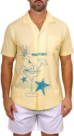 Maceoo Marthy White Camp Shirt in Yellow at Nordstrom, Size 4