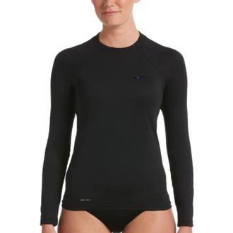 Nike Essentials Rash Guard Womens Black UPF 40+ Long Sleeve Swimwear DSGL185