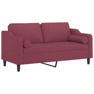 vidaXL Sof&aacute; De 2 Plazas Con Cojines Tela Rojo Tinto 140 Cm Vidaxl
