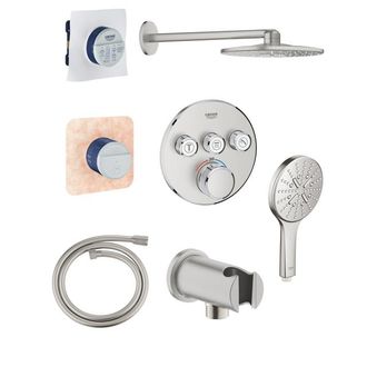GROHE Grohtherm regendoucheset inbouw - hoofddouche rond - handdouche rond - supersteel