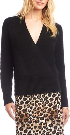 Karen Kane Surplice V-Neck Sweater in Black at Nordstrom, Size X-Small