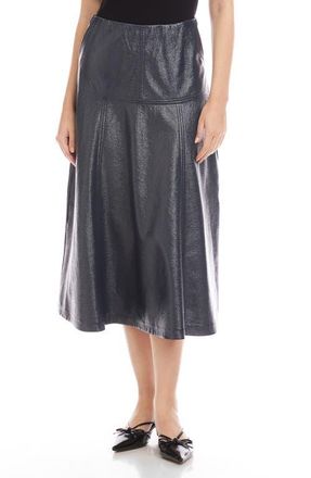 Fifteen Twenty Bronwyn Faux Leather Midi Skirt in Navy at Nordstrom, Size X-Small