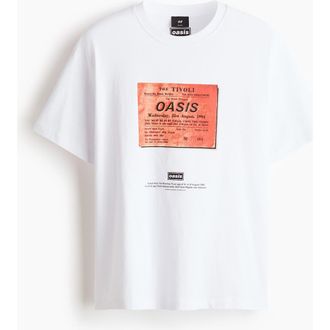 H&M Loose fit t-shirt in White/oasis at Nordstrom, Size X-Large