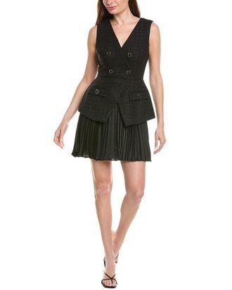 Milly Milly Boucle Mixed Media Mini Dress