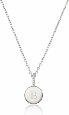 Lily & Roo Silver Small Diamond Style Personalised Disc Necklace