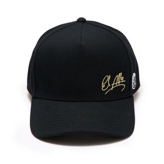 Cult of Individuality Cult x El Alfa Gold Signature 5 Panel A Frame Trucker Hat in Black