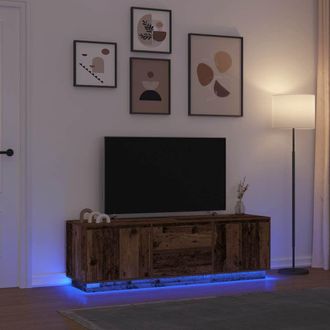 Berkfield Home TV Cabinet with LED Lights Old Wood 160.5x41x50 cm in Brown