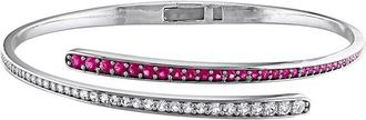 Rina Limor Silver 1.63 Ct. Tw. Lab-Grown Created Ruby 7, Created White Sapphire Wrap Bangle Bracelet
