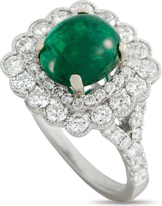 Luxury Bazaar 14K White Gold 1.25ct Diamond and Emerald Ring MF38-051526