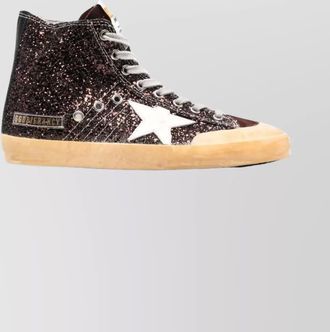 Golden Goose leather glitter high-top sneakers