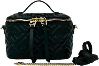 Fendi Pre-owned Cross Body Bags, female, Black, Size: ONE SIZE Pre-owned Embossed Leather 2way Handbag