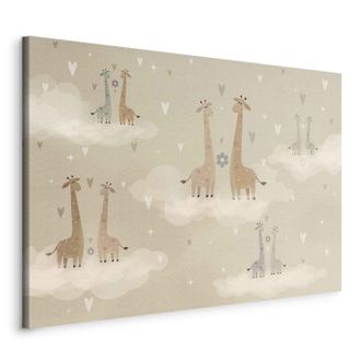 OEM Imagen - Amor - Jirafas Coloridas Flotando En Las Nubes Entre Corazones Y Estrellas / Amor Entre Las Nubes