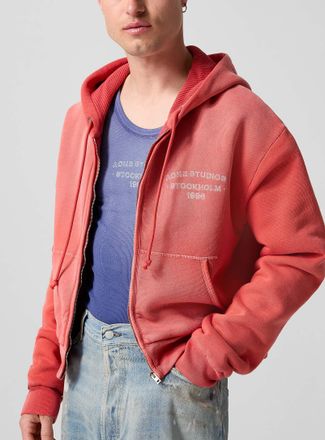 Acne Studios Mens Faded red zip-up hooded sweatshirt Unisex