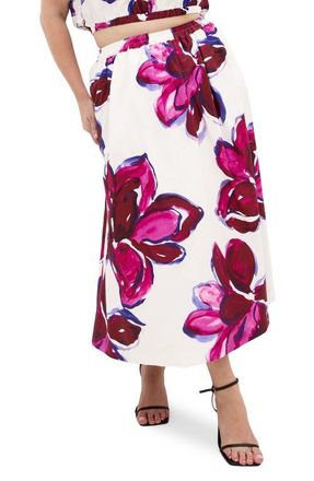 City Chic Floral Print Maxi Skirt in Violet Bloom at Nordstrom, Size Xxxs
