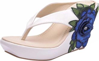 Generic Womens Mules with Heel Flip Flop, Womens Platform Toe Separator Sandals, Flowers Flip Flops, Non-Slip Slippers, Summer Slippers, Wedge Heel Summer Sho