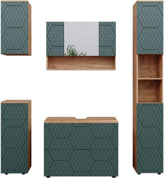 Vicco Conjunto De Muebles De Ba&ntilde;o Irma, Verde, 5 Partes, Vicco