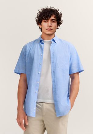 Bugatti Herren Overhemd met korte mouwen, modern fit, met button-downkraag