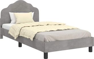 vidaXL Cama Para Ni&ntilde;os Con Cabecero Gris Claro 90 X 190 Cm Terciopelo Vidaxl