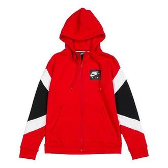 Nike Air Logo Color Block Casual Sports Hooded Jacket Mens Red 928630-687