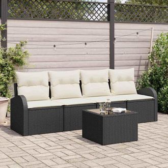 vidaXL Vidaxl - Conjunto De Sof&aacute; De Jard&iacute;n 5 Pcs Negro 55 X 55 X 37 Cm