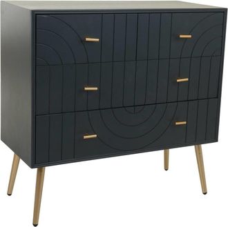 Wanderlust Deco Cómoda de madera y metal negra 80x37x78