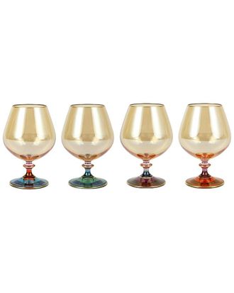 Vietri Vietri Set Of 4 Regalia Deco Assorted Brandy Snifters With $17 Credit