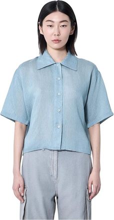 Our Legacy Overhemd met gebogen zoom - Dames - Overhemden - Blauw - 2XS - Overhemden