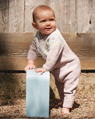 Deux par Deux Jacquard Knitted Romper Keepsake in Neutral Purple at Nordstrom, Size 3M