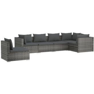 vidaXL 6 Pcs Garden Lounge Set Con Coj&iacute;n Mimbre Pe Gray