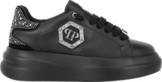 Philipp Plein Schoenen, Dames, Zwart, 38 EU, Leer, Megastar Strass Sneakers