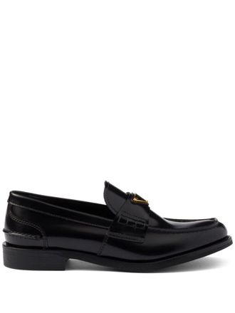 Prada Brushed Leather Loafers With Leather Band Shoes