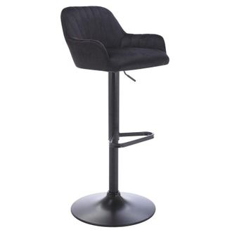 Vente-Unique Sgabello da bar in Velluto e Metallo Altezza regolabile Nero - eleana