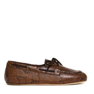 3Juin Sailor Shoes, female, Brown, Size: 8 1/2 US Mocassino Stampa Pitone Fiocchetto