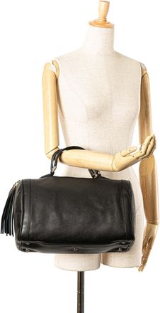 Gucci Pre-owned Womens Cylinder Leather Handbag With Tassel - Black - One Size