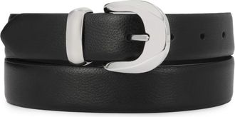 Kazar Zwarte riem met zilveren gesp - Dames - Riemen - Zwart - 100 CM - Leer - Accessoires