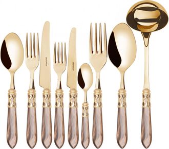 Bugatti Aladdin Gold, Posate Set 75 Pz, Scatola Gallery, Casa Bugatti - Colore: Onice