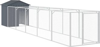 vidaXL Caseta Perros Con Tejado Acero Galvanizado Gris 117x609x123 Cm Vidaxl