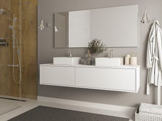 Vente-Unique Mobile sotto lavabo sospeso L150 cm Bianco - ISAURE II