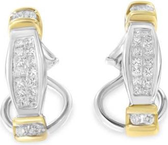 House of Brilliance 14K Two-Toned Gold 0.5 cttw and Princess Cut Diamond Earrings in Yellow at Nordstrom