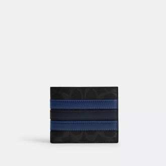 Coach Id Billfold Wallet In Signature Canvas With Varsity Stripe