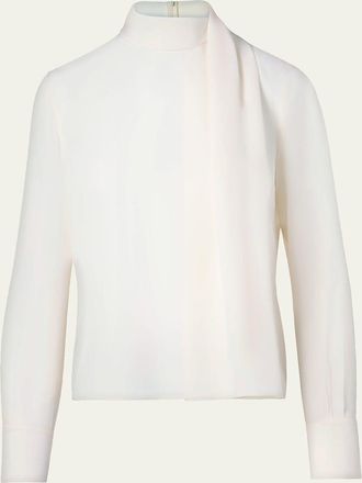 Akris Long-Sleeve Silk Scarf Blouse