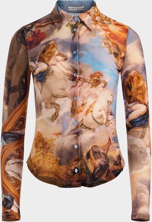 Alice & Olivia Renaissance Jade Button-Front Shirt