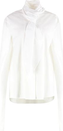 Alberta Ferretti Tie Shirt - Dames - Overhemden - Wit - L - Katoen - Overhemden