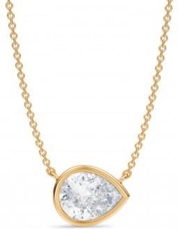 Allurez Pear Lab Diamond Solitaire Pendant Necklace 14K Yellow Gold (2.00ct)