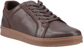 Hush Puppies Madden Leren Heren Sneakers In Koffiebruin