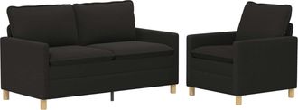 vidaXL Juego De Sof&aacute; 2 Uds. Negro Tela Vidaxl