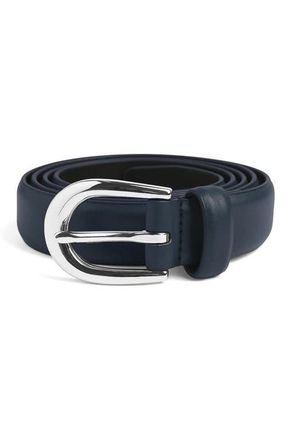 Favorite Daughter The Favorite Leather Belt in Navy /Polished Nickel at Nordstrom, Size Medium